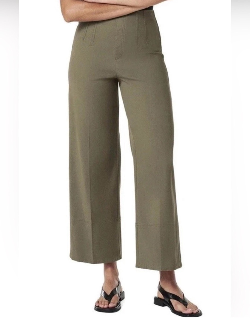 Spanx NWT Stretch Twill Wide-Leg Pant in Tuscan Olive - Petite Large